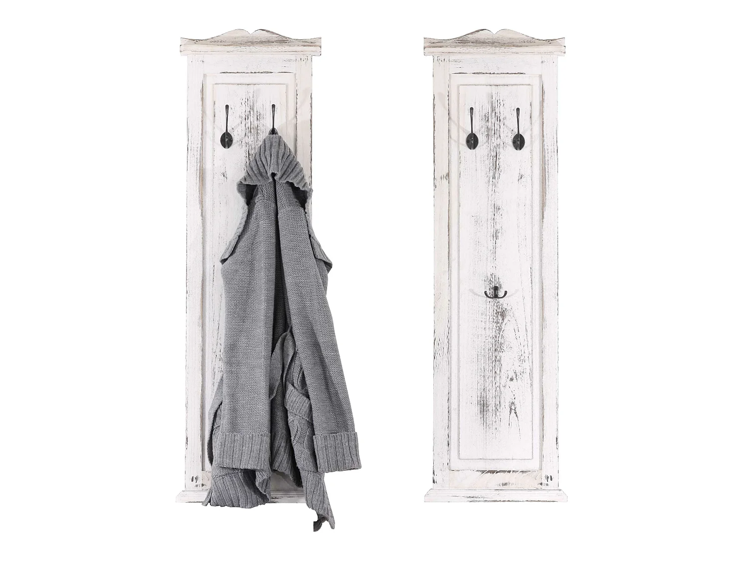 Portemanteau mural H33 (lot de 2),  shabby, vintage, blanc