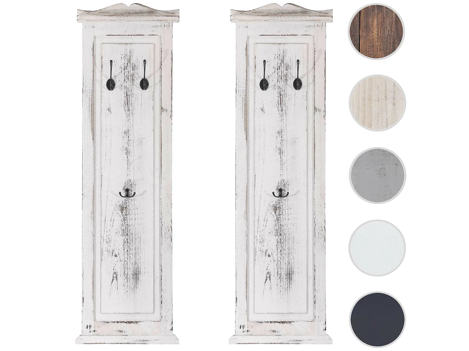 Wandgarderobe H33 (2er-Set), Weiß shabby