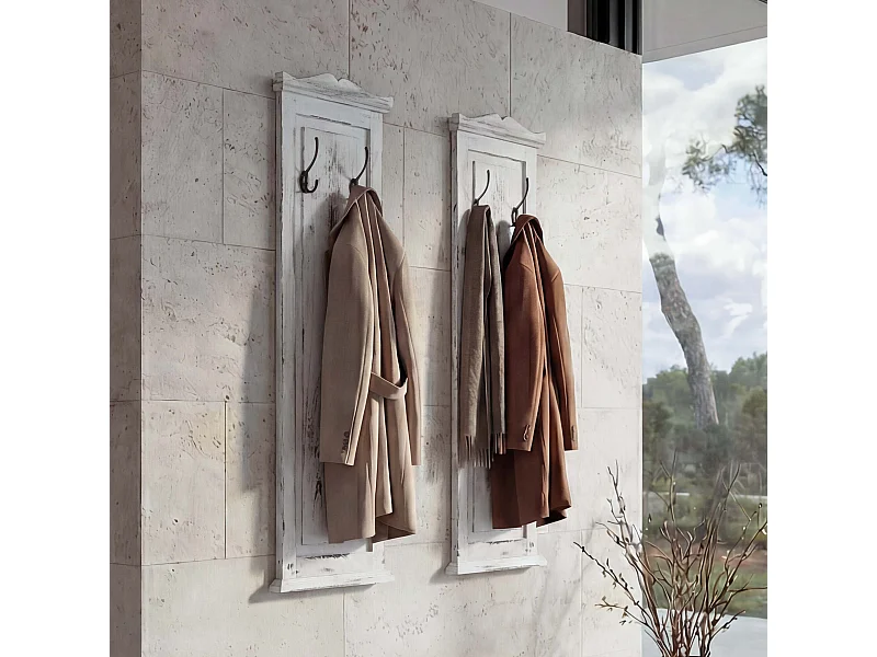 Portemanteau mural H33 (lot de 2),  shabby, vintage, blanc