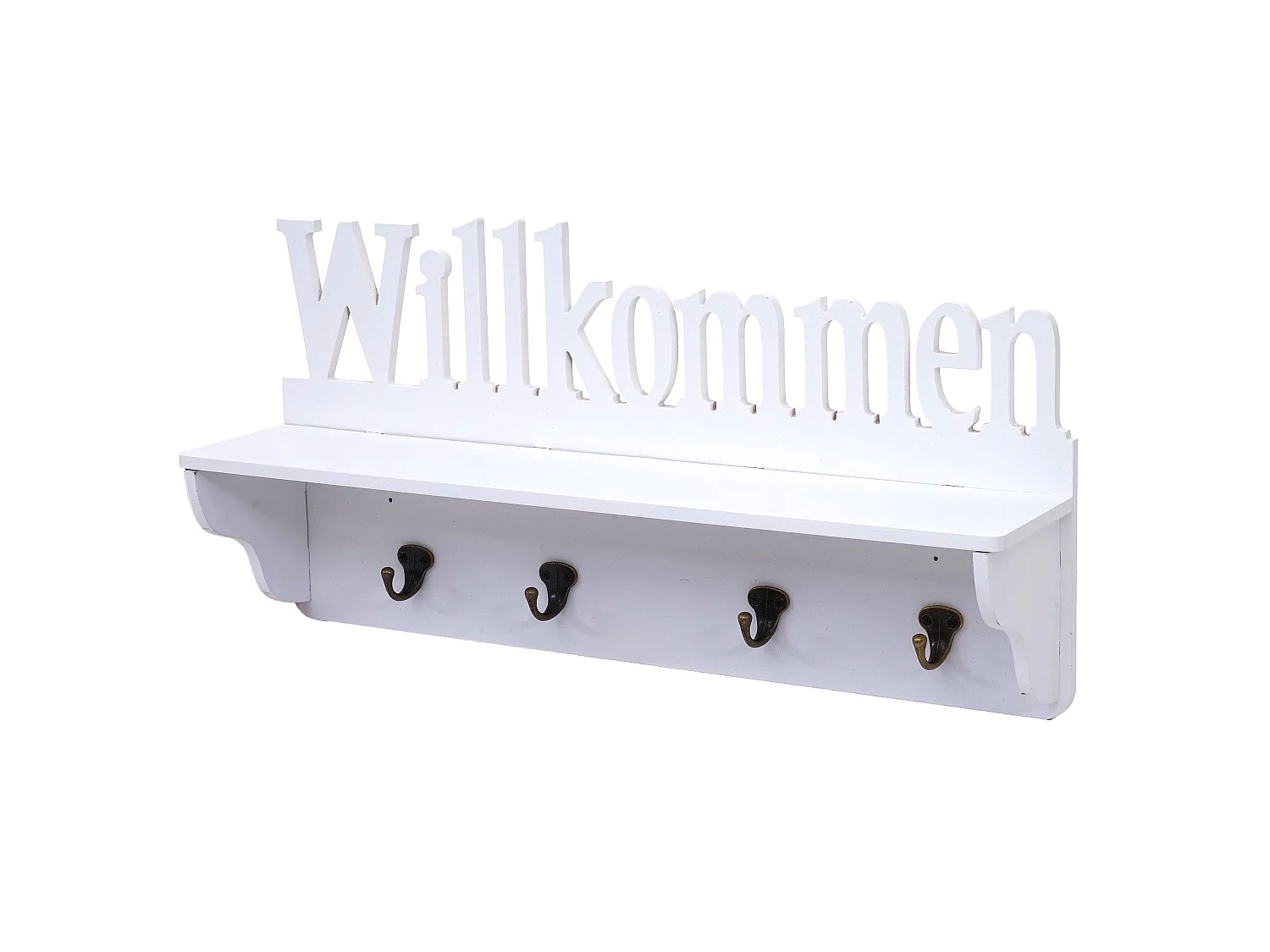 Portemanteau mural MCW-D41 Bienvenue 4 crochets,  blanc
