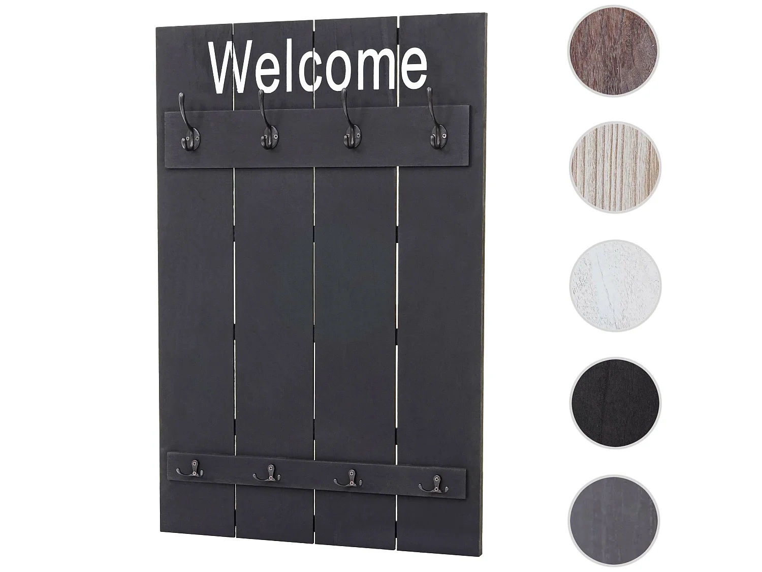 Wandkapstok MCW-C89 Welcome Shabby,  donkergrijs, shabby