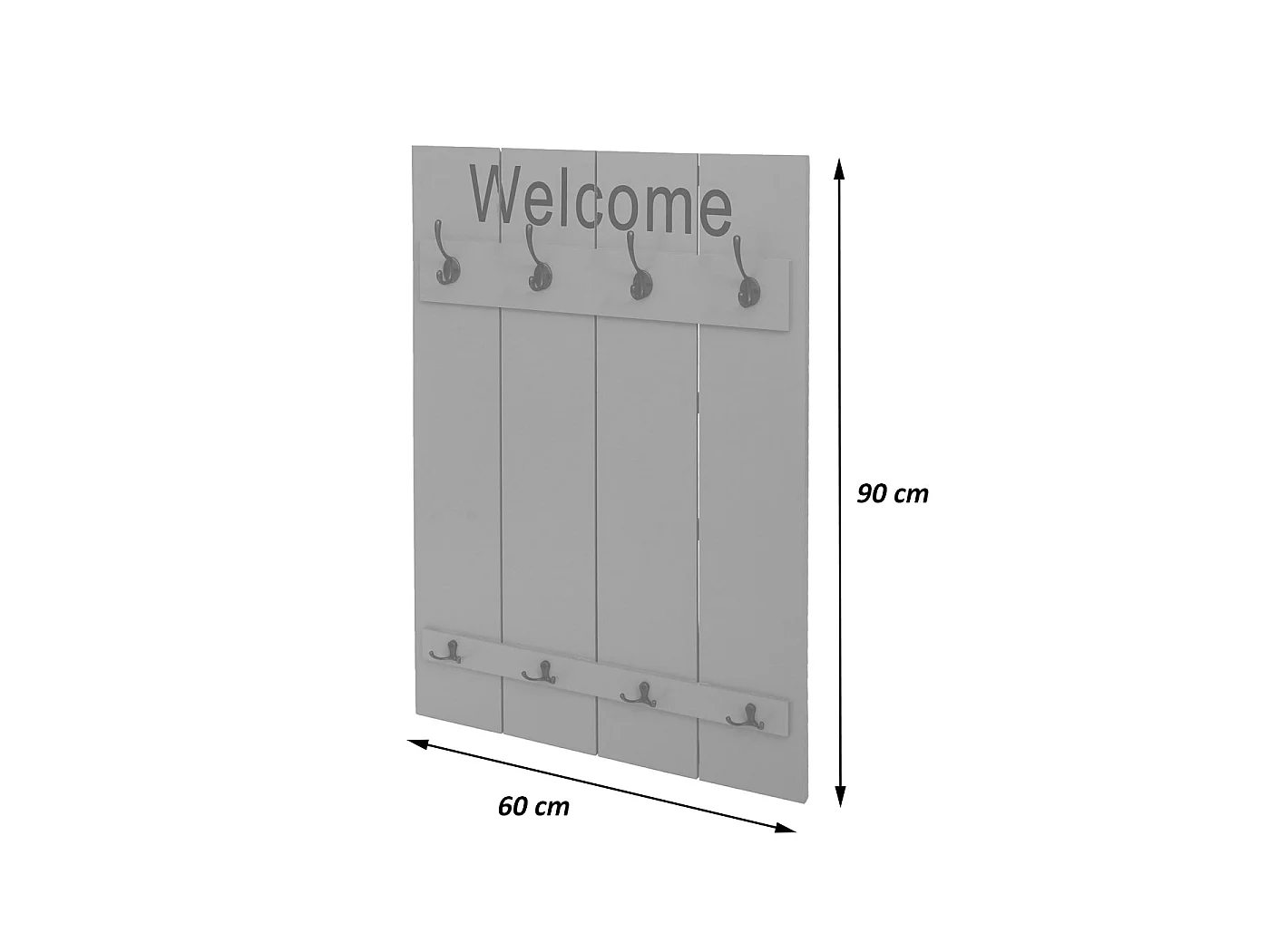 Portemanteau mural MCW-C89 Welcome Shabby,  gris foncé, shabby