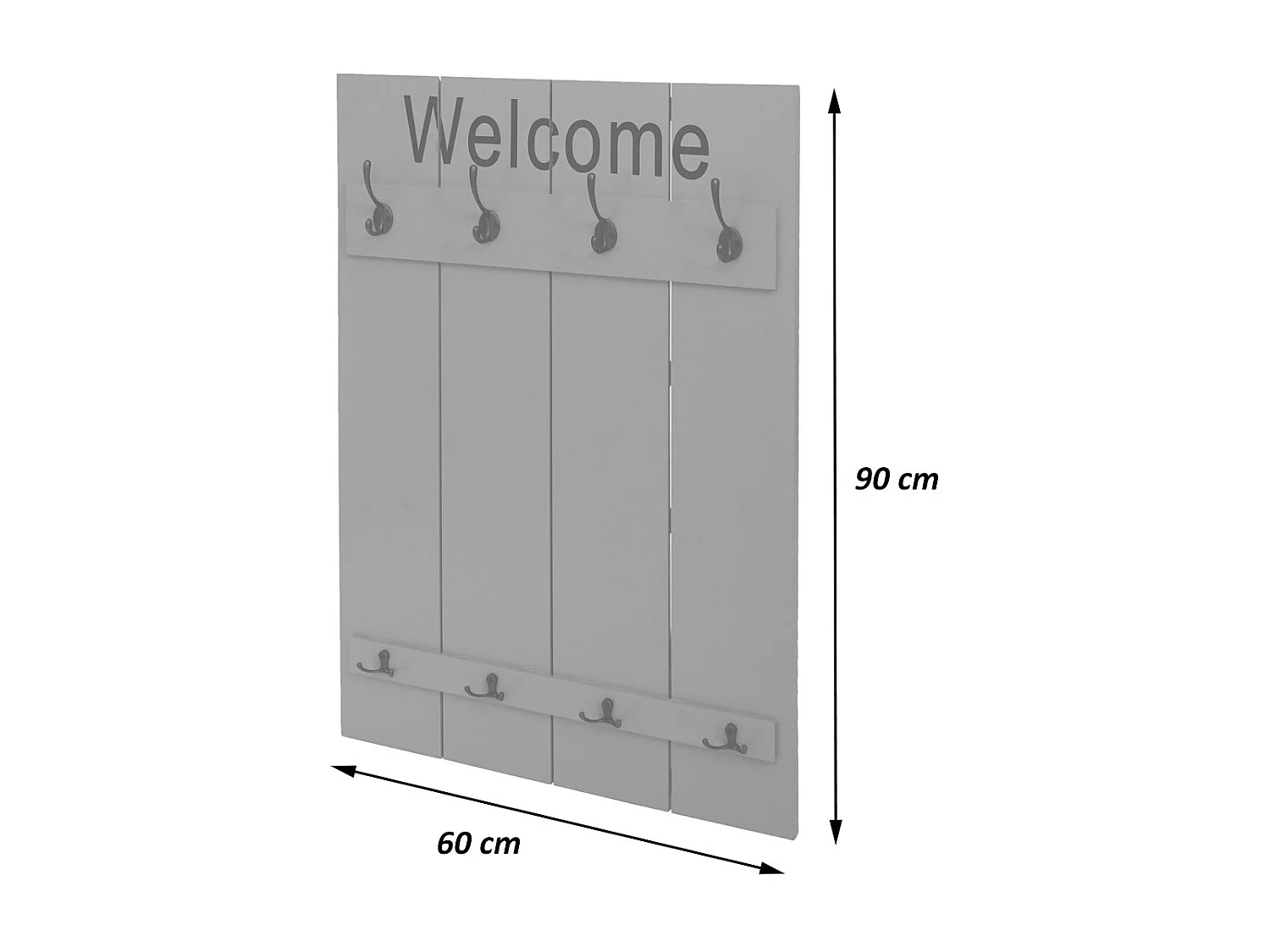 Wieszak ścienny MCW-C89 Welcome Shabby,  ciemnoszary, shabby