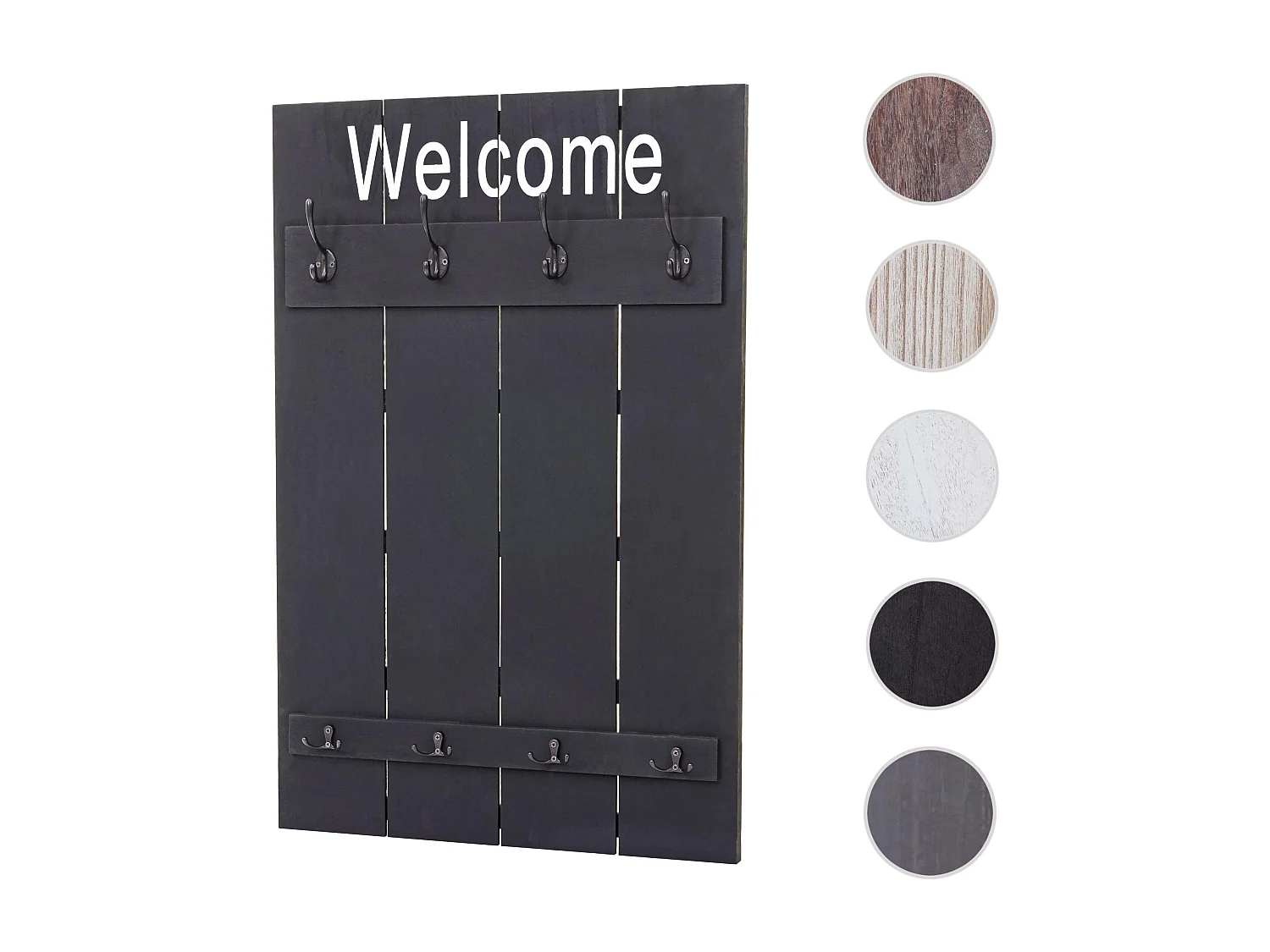 Wandkapstok MCW-C89 Welcome Shabby,  donkergrijs, shabby