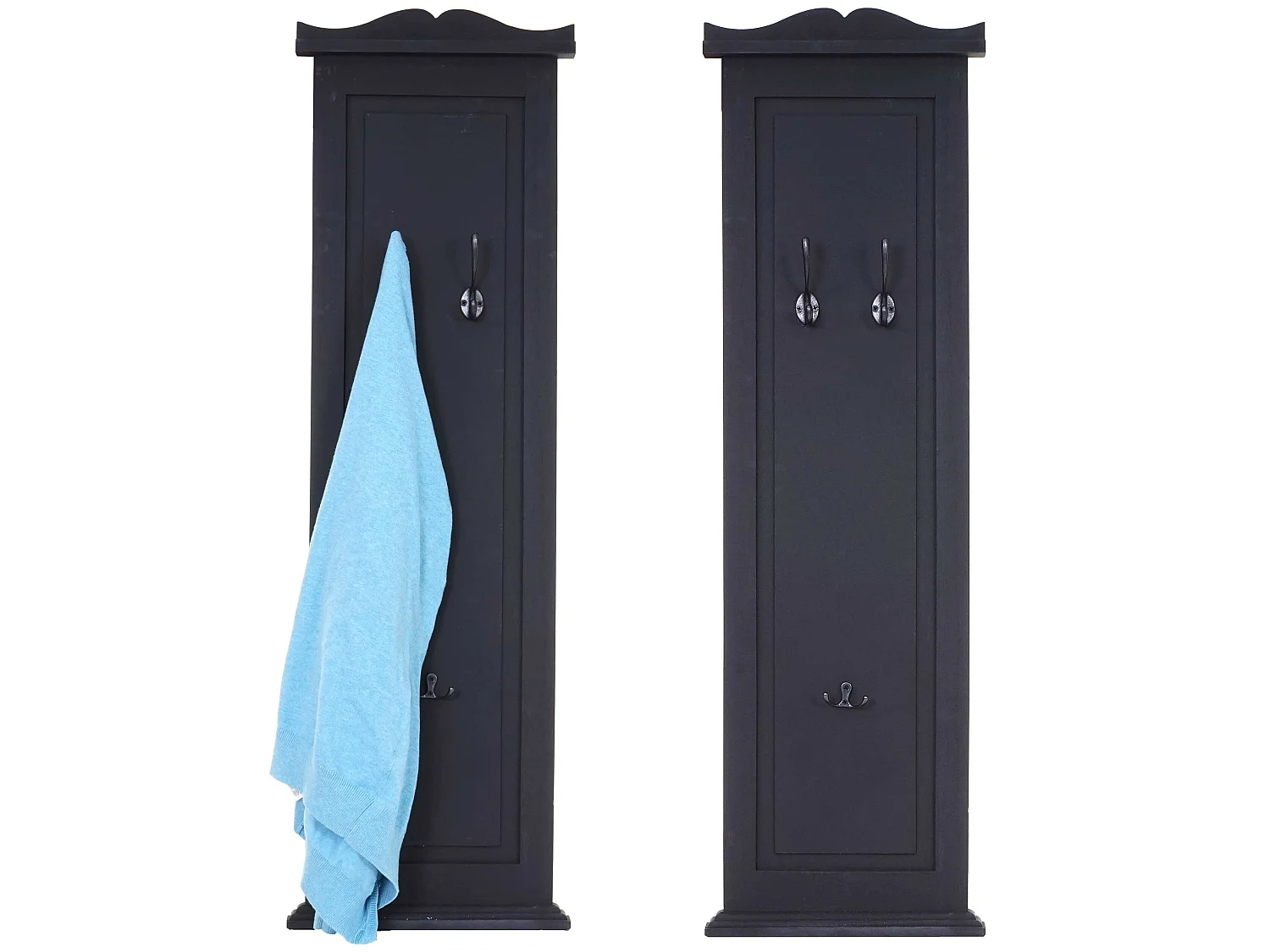 Perchero de pared H33 (juego de 2),  lacado gris oscuro
