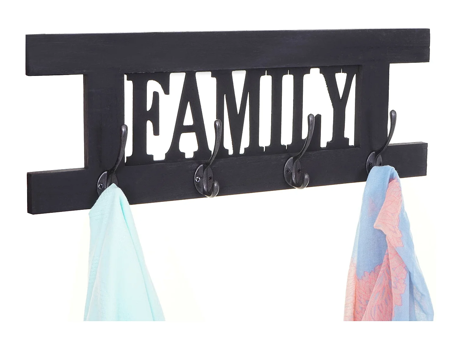 Portemanteau mural MCW-C60 Family Shabby-Look,  gris foncé