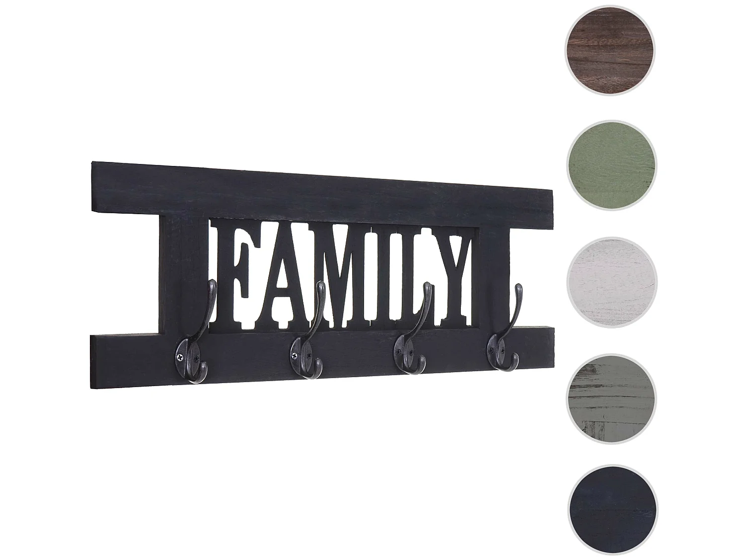 Bengaleiro de parede MCW-C60 Family Shabby look,  cinzento escuro