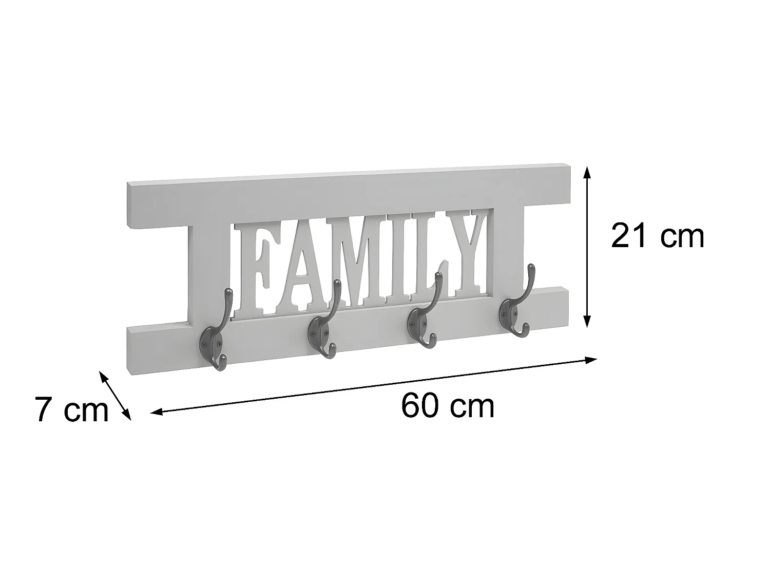 Wandkapstok MCW-C60 Shabby (2-delig),  wit, shabby