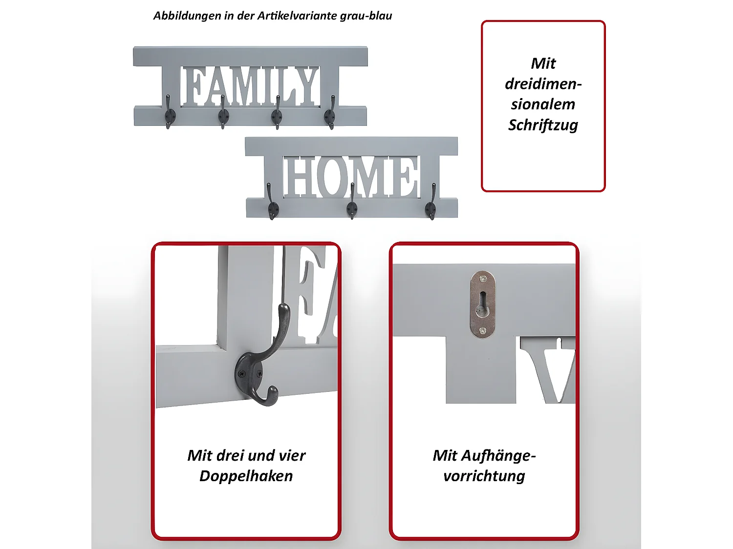 Wandkapstok MCW-C60 Shabby (2-delig),  wit, shabby
