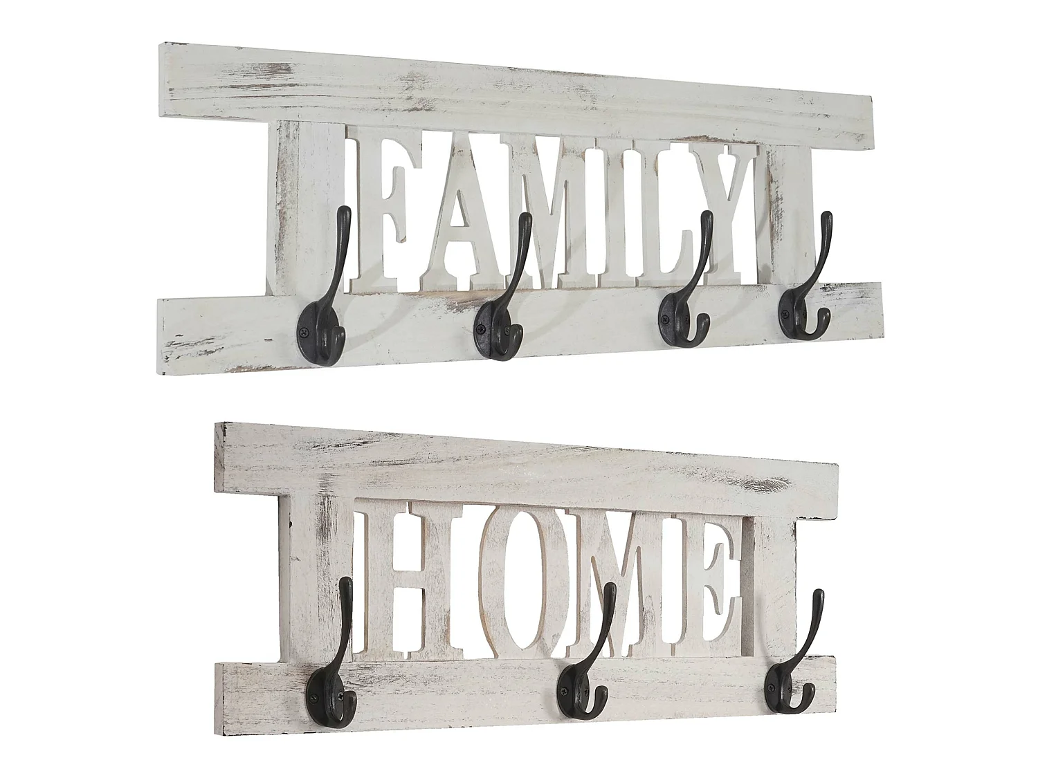 Portemanteau mural MCW-C60 Shabby (2 pièces),  blanc