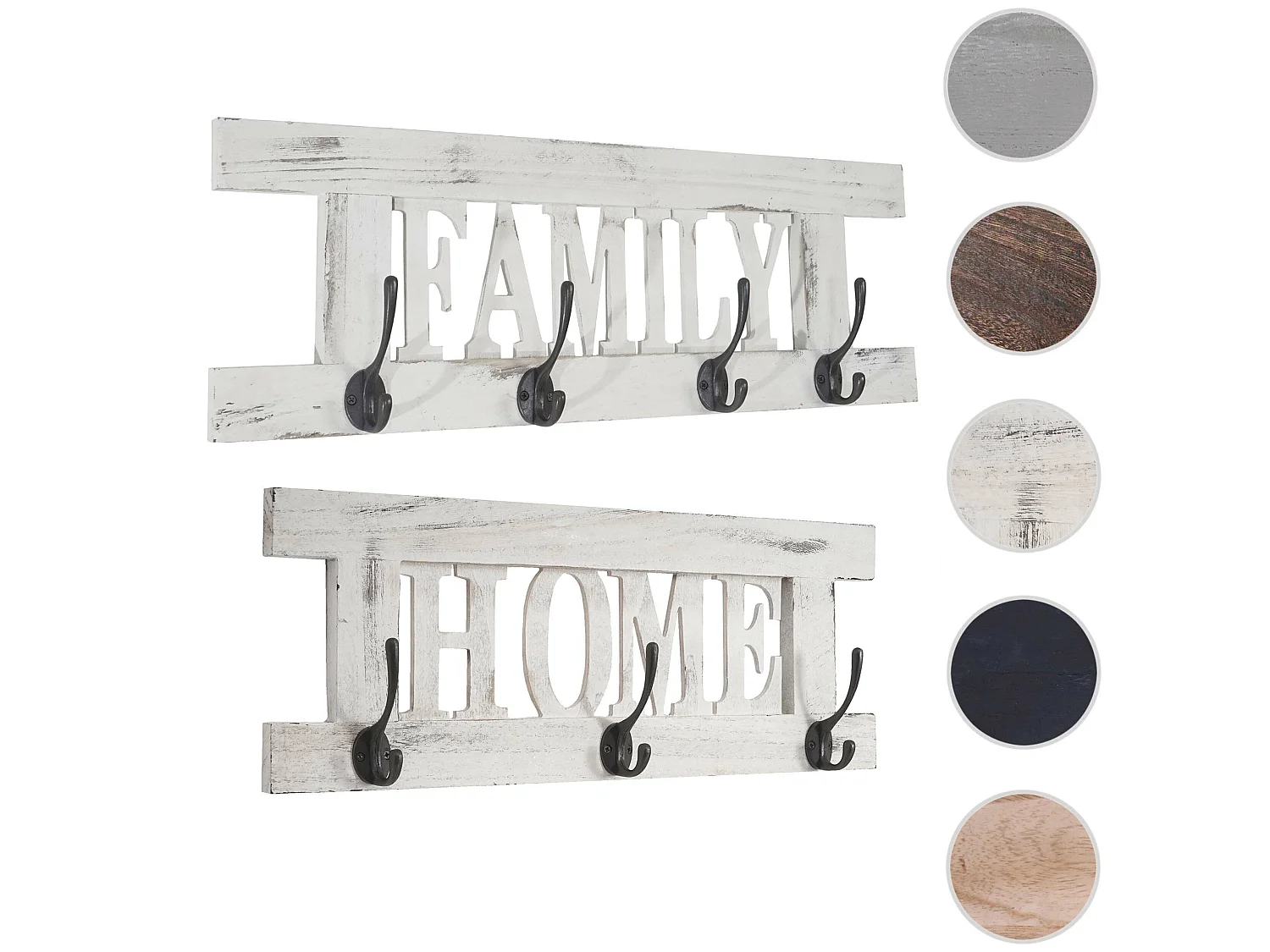 Wandgarderobe MCW-C60 Shabby (2-teilig), Weiß, shabby