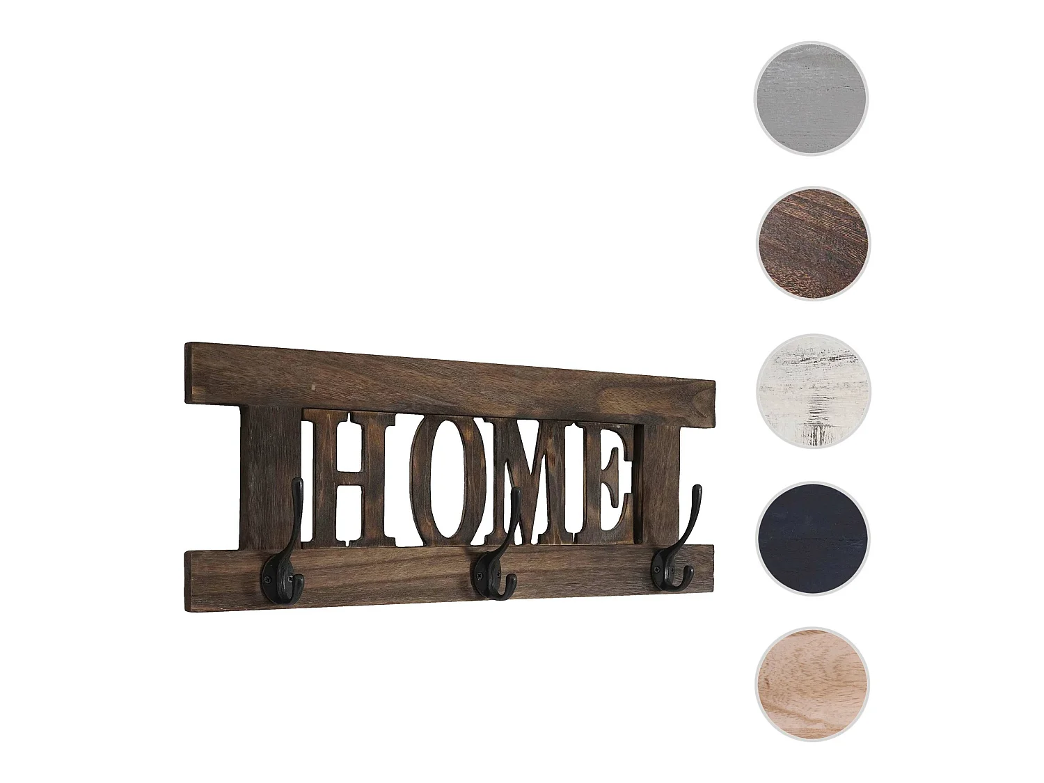 Bengaleiro de parede MCW-C60 Home Estilo gasto,  castanho, gasto