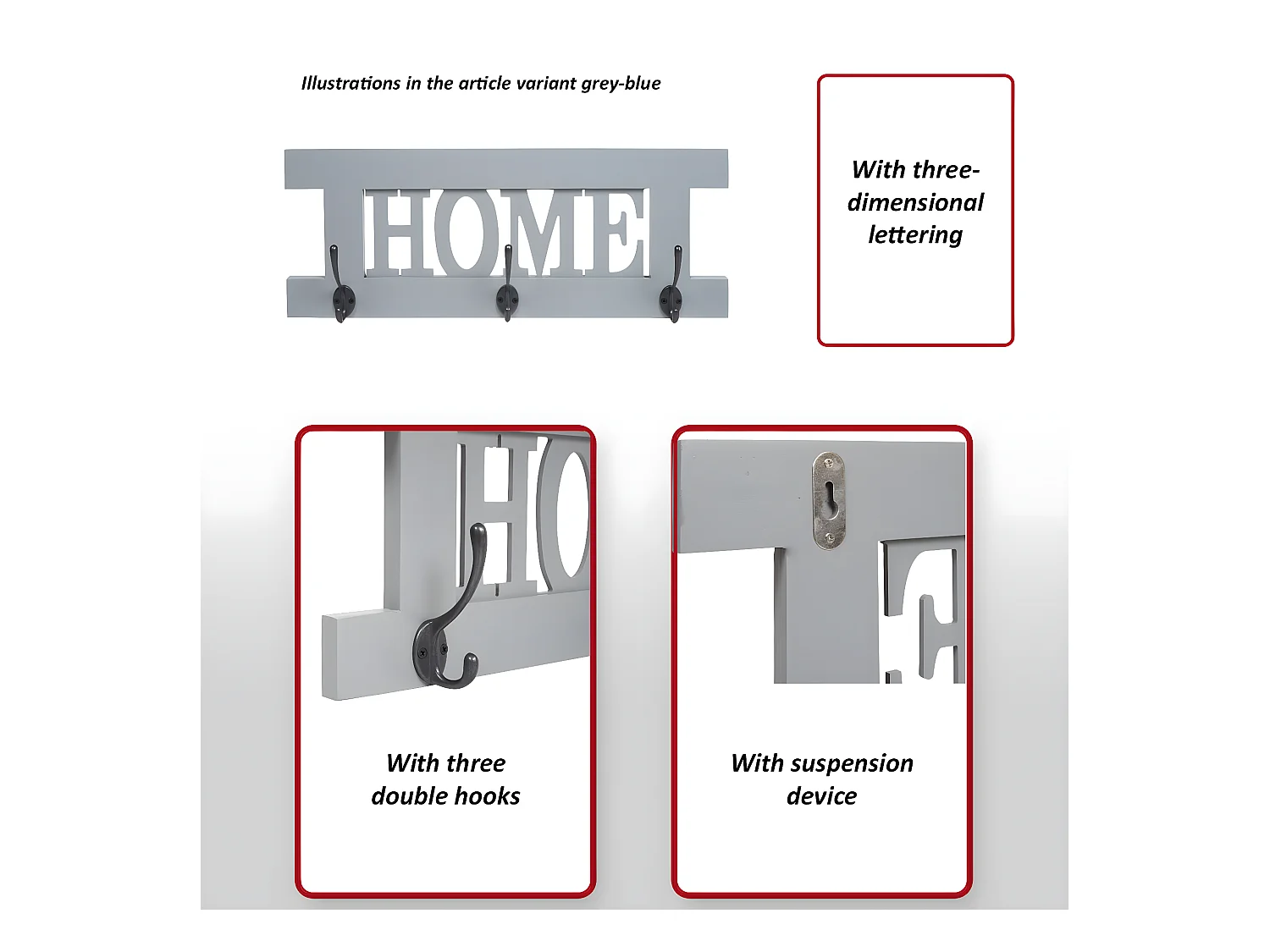 Bengaleiro de parede MCW-C60 Home Estilo gasto,  castanho, gasto