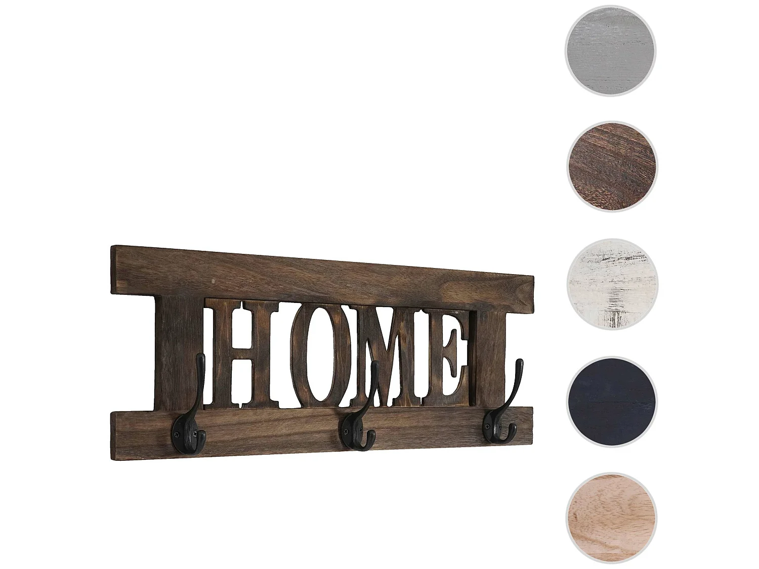 Bengaleiro de parede MCW-C60 Home Estilo gasto,  castanho, gasto