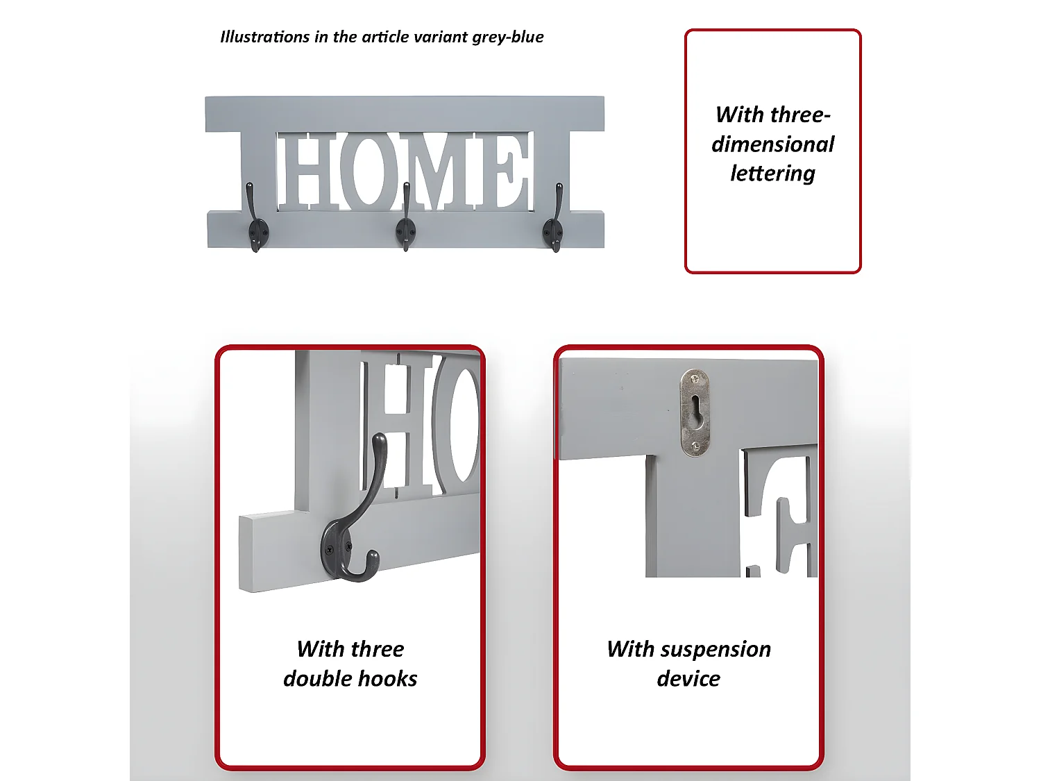 Bengaleiro de parede MCW-C60 Home Estilo gasto,  castanho, gasto