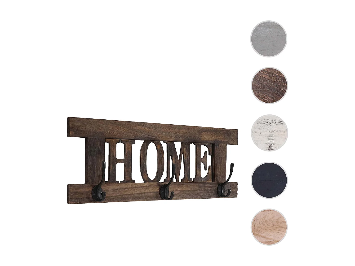 Wandkapstok MCW-C60 Home Shabby-look,  bruin, shabby
