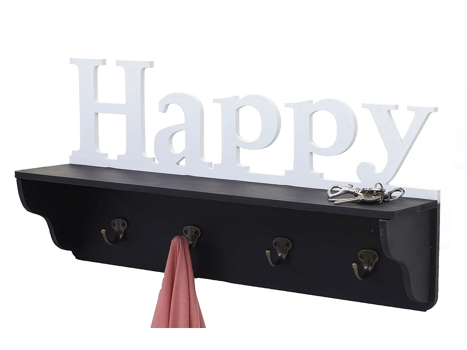 Bengaleiro de parede MCW-D41 Happy 4 ganchos,  preto/branco