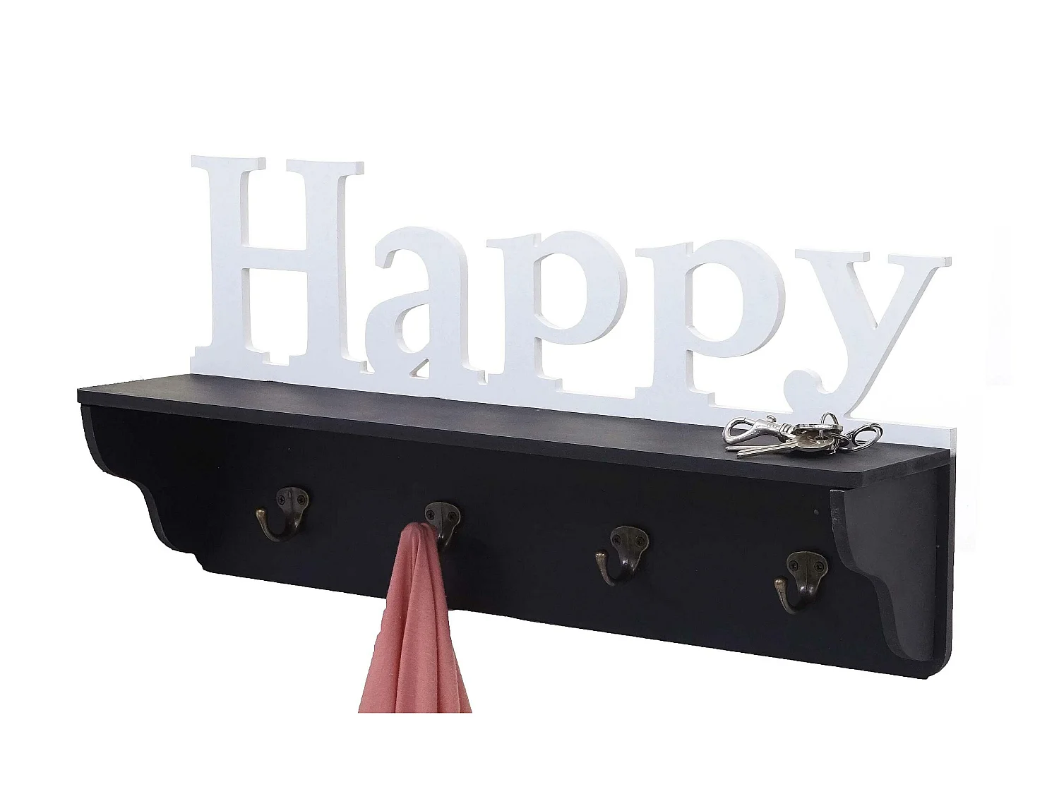 Wandkapstok MCW-D41 Happy 4 haken,  zwart/wit