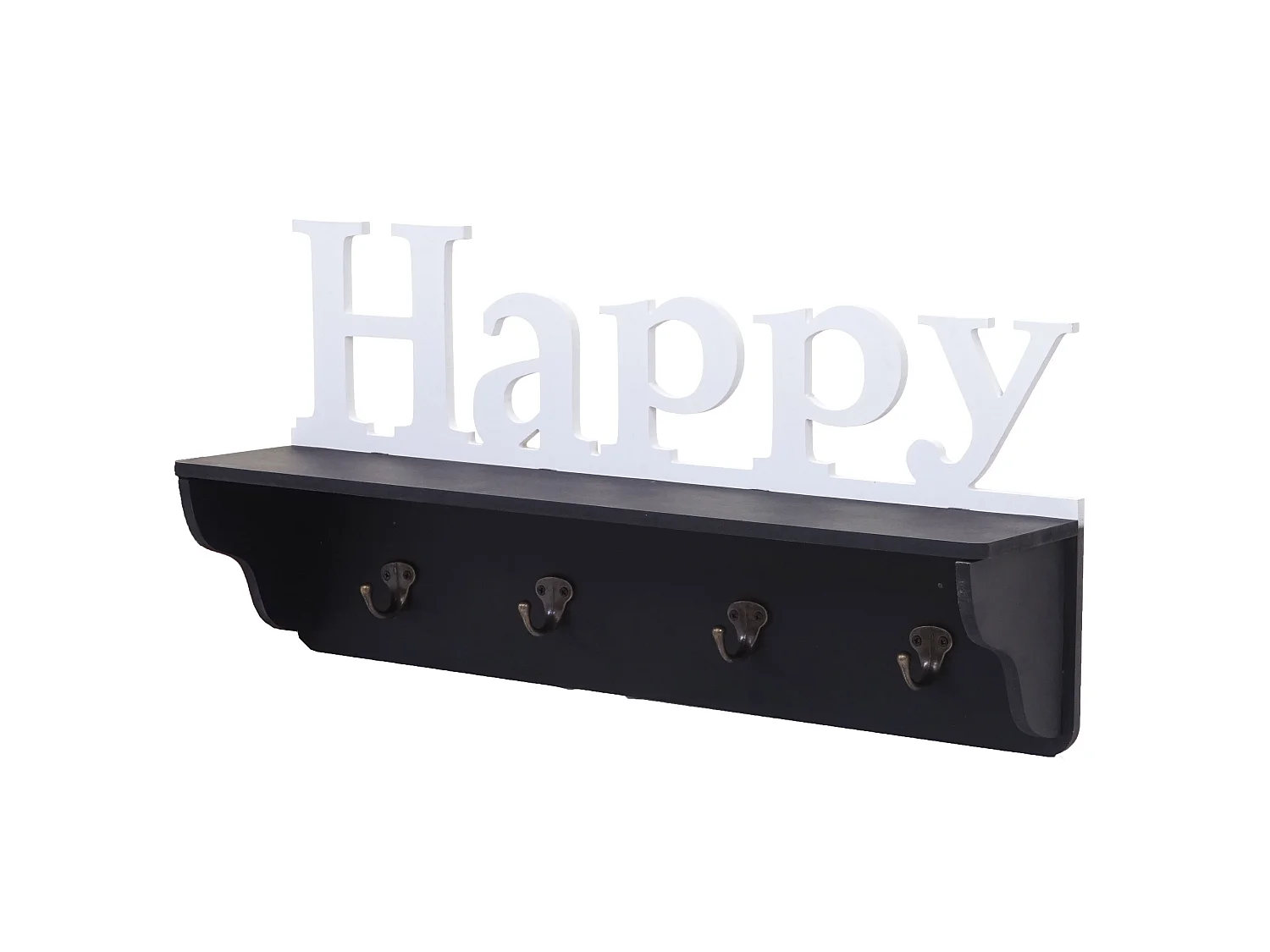 Wandkapstok MCW-D41 Happy 4 haken,  zwart/wit