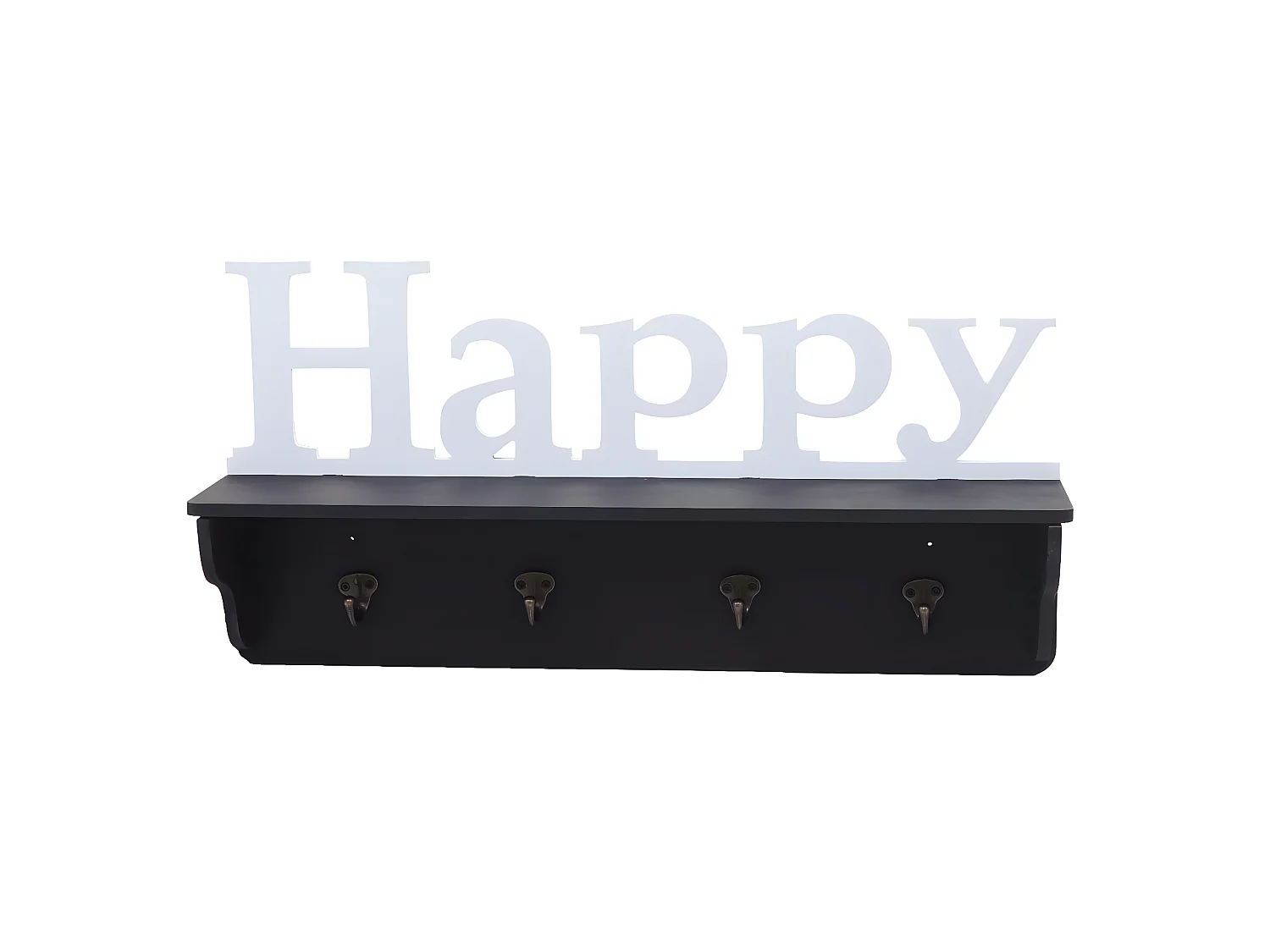 Wandkapstok MCW-D41 Happy 4 haken,  zwart/wit