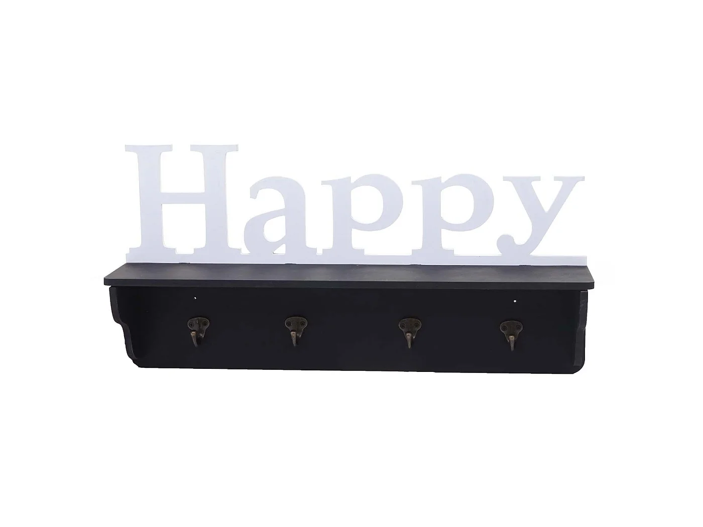 Wandkapstok MCW-D41 Happy 4 haken,  zwart/wit
