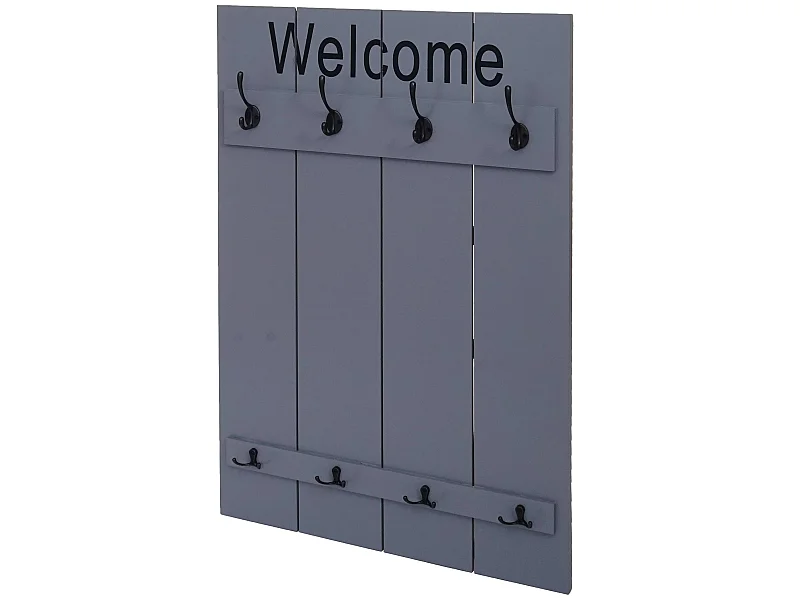 Portemanteau mural MCW-C89 Welcome Shabby,  gris-bleu