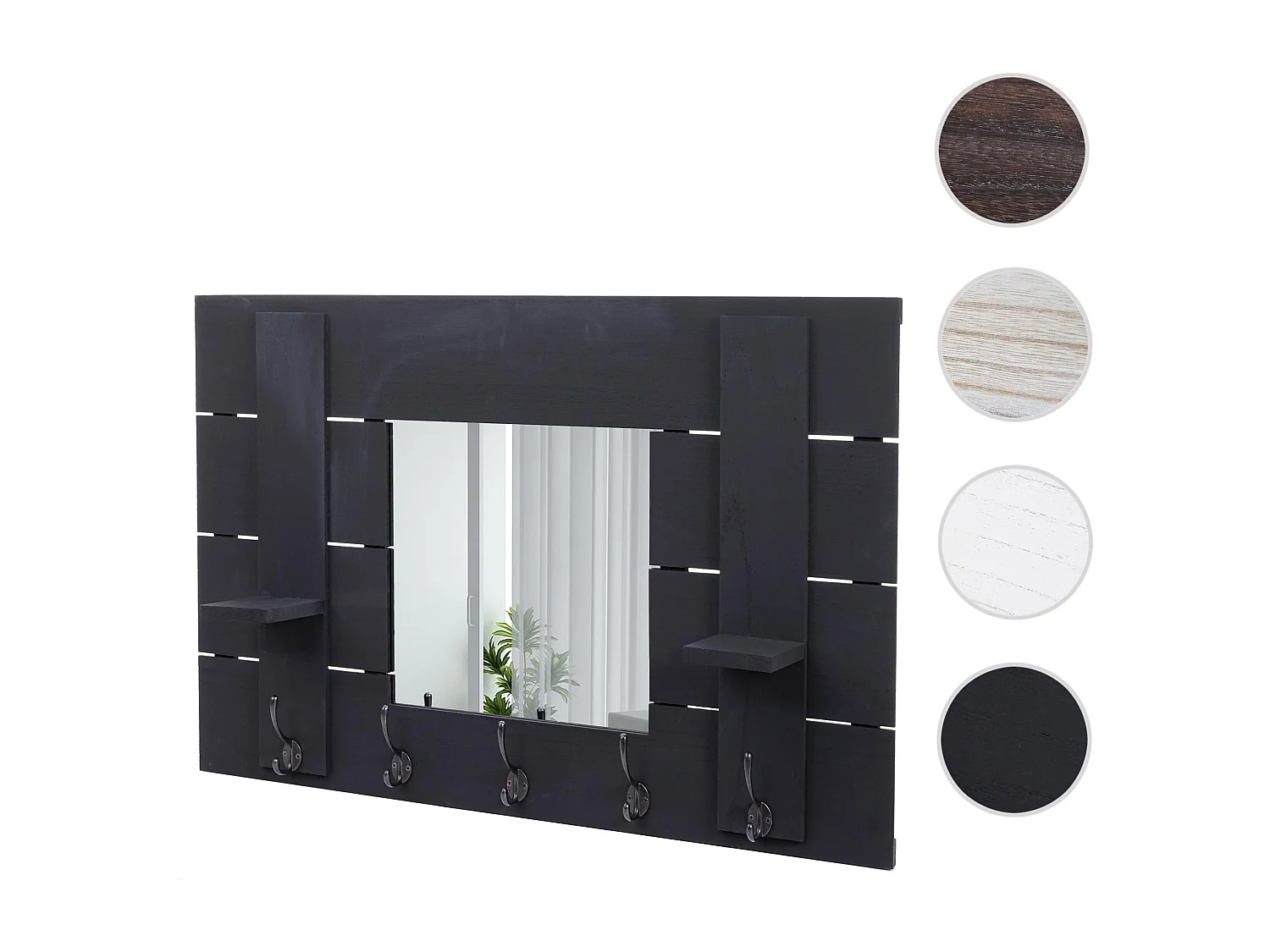 Portemanteau mural MCW-C89 avec miroir,  gris foncé