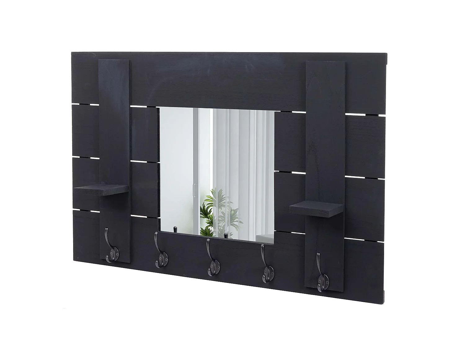 Wandgarderobe MCW-C89 met spiegel,  donkergrijs, shabby