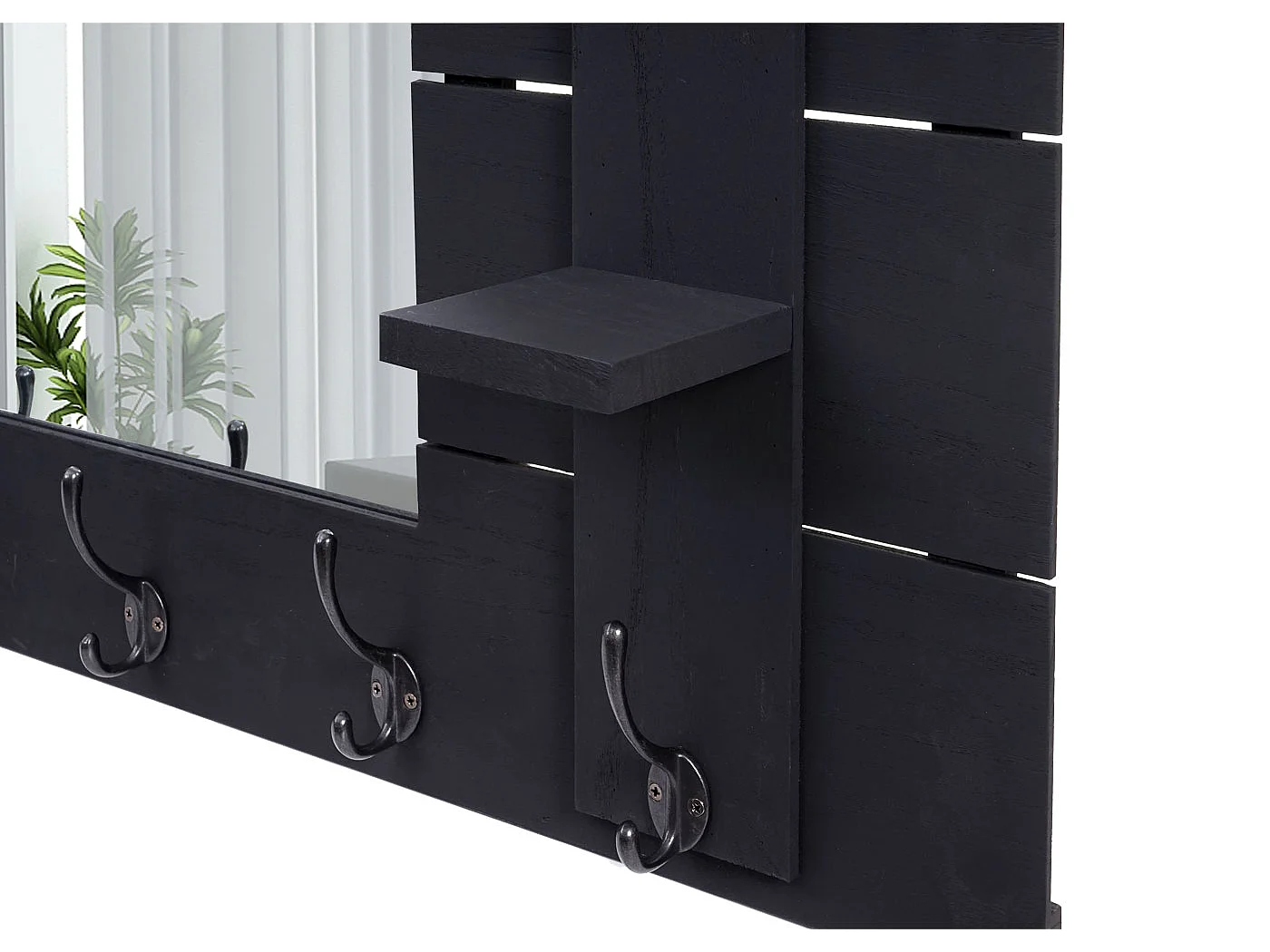 Wandgarderobe MCW-C89 met spiegel,  donkergrijs, shabby