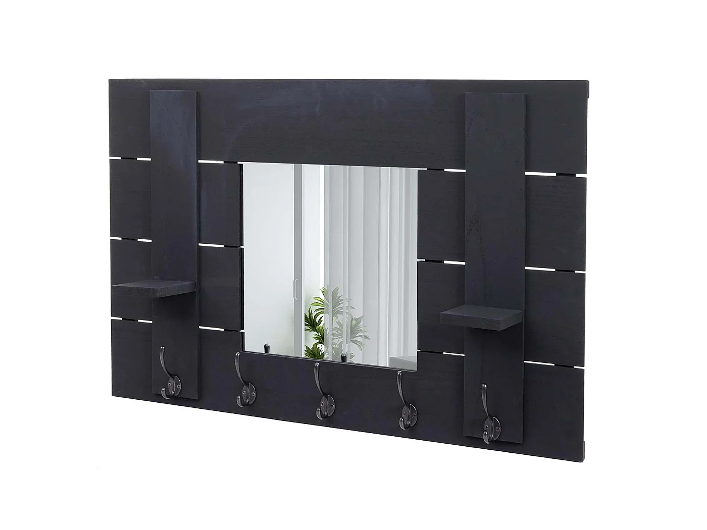 Wandgarderobe MCW-C89 met spiegel,  donkergrijs, shabby