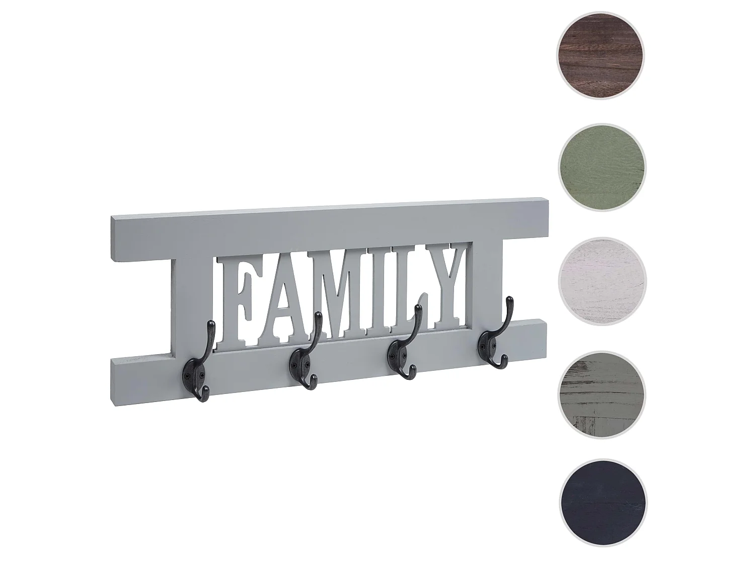 Bengaleiro de parede MCW-C60 Family Shabby look,  azul-cinzento