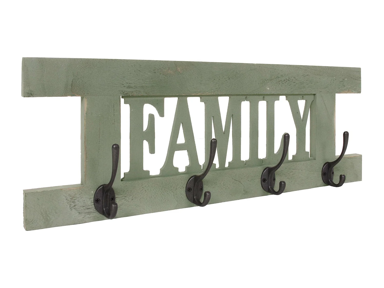 Portemanteau mural MCW-C60 Family Shabby-Look,  vert shabby