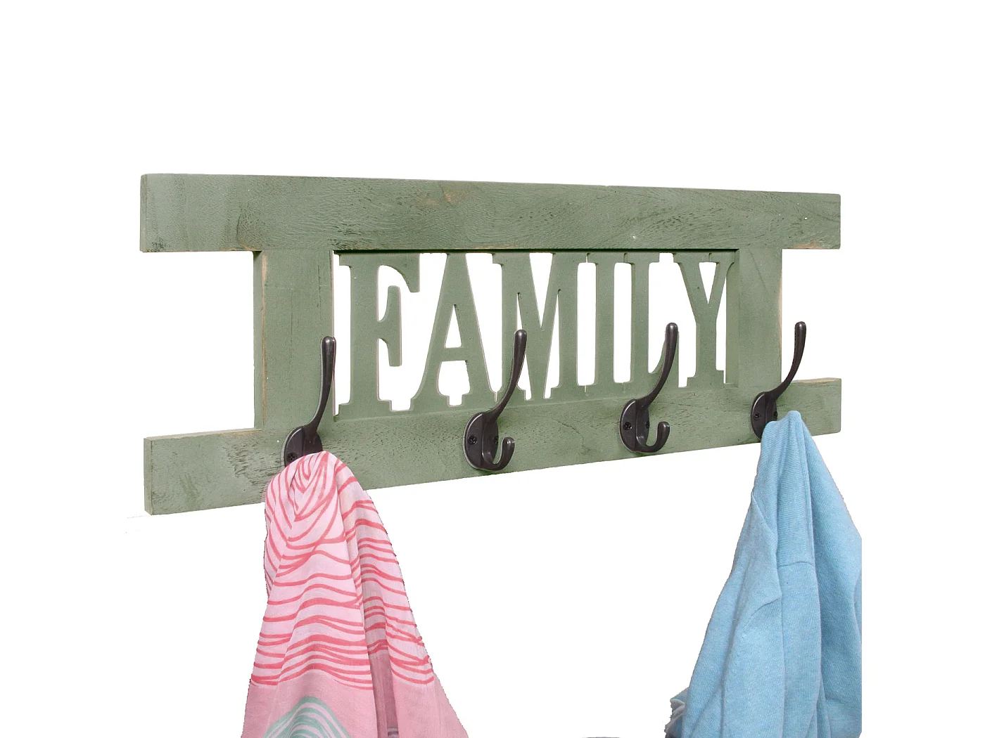 Portemanteau mural MCW-C60 Family Shabby-Look,  vert shabby