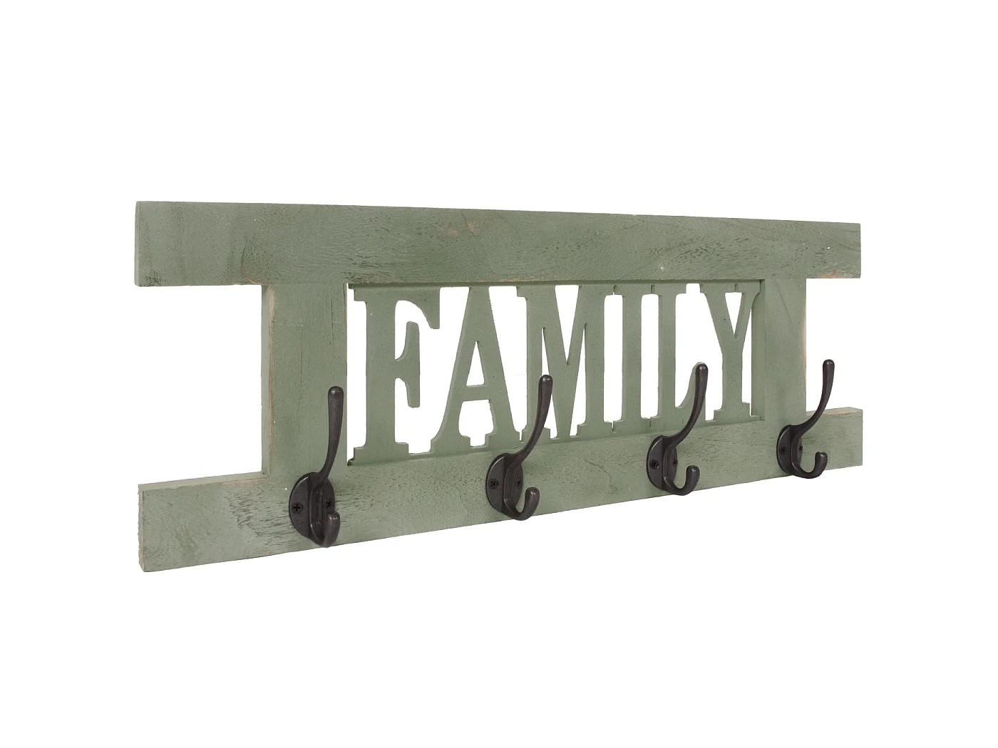 Portemanteau mural MCW-C60 Family Shabby-Look,  vert shabby