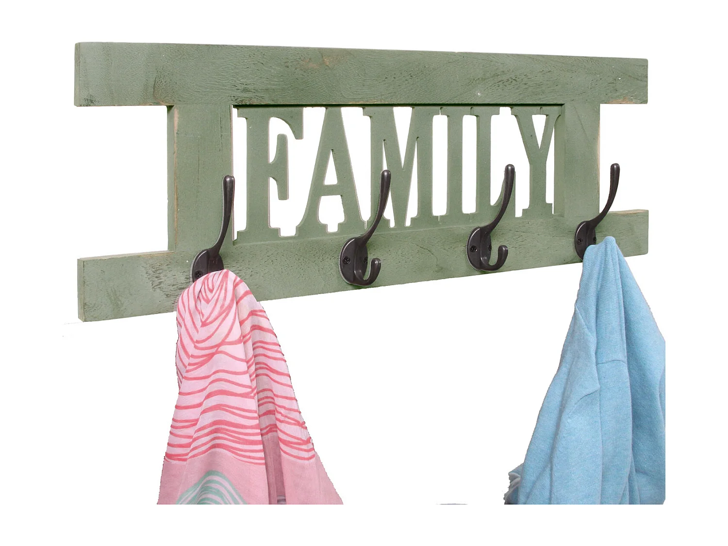 Wandkapstok MCW-C60 Family Shabby-look,  groen, shabby
