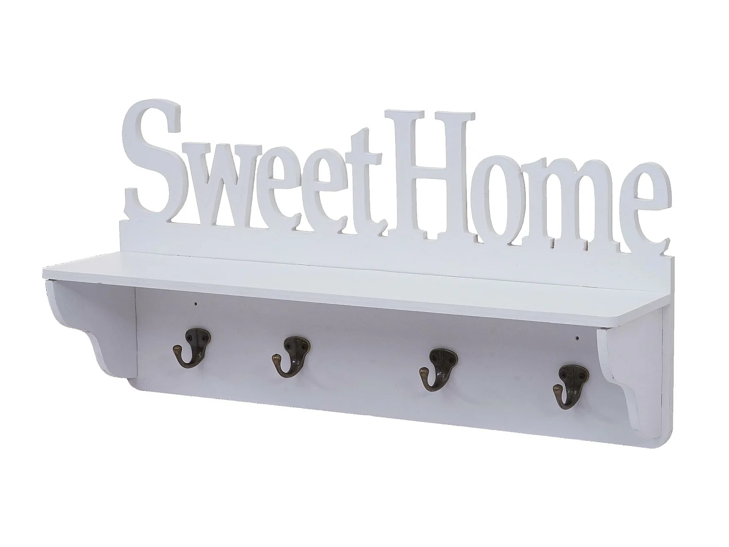 Portemanteau mural MCW-D41 Sweet Home 4 crochets,  blanc
