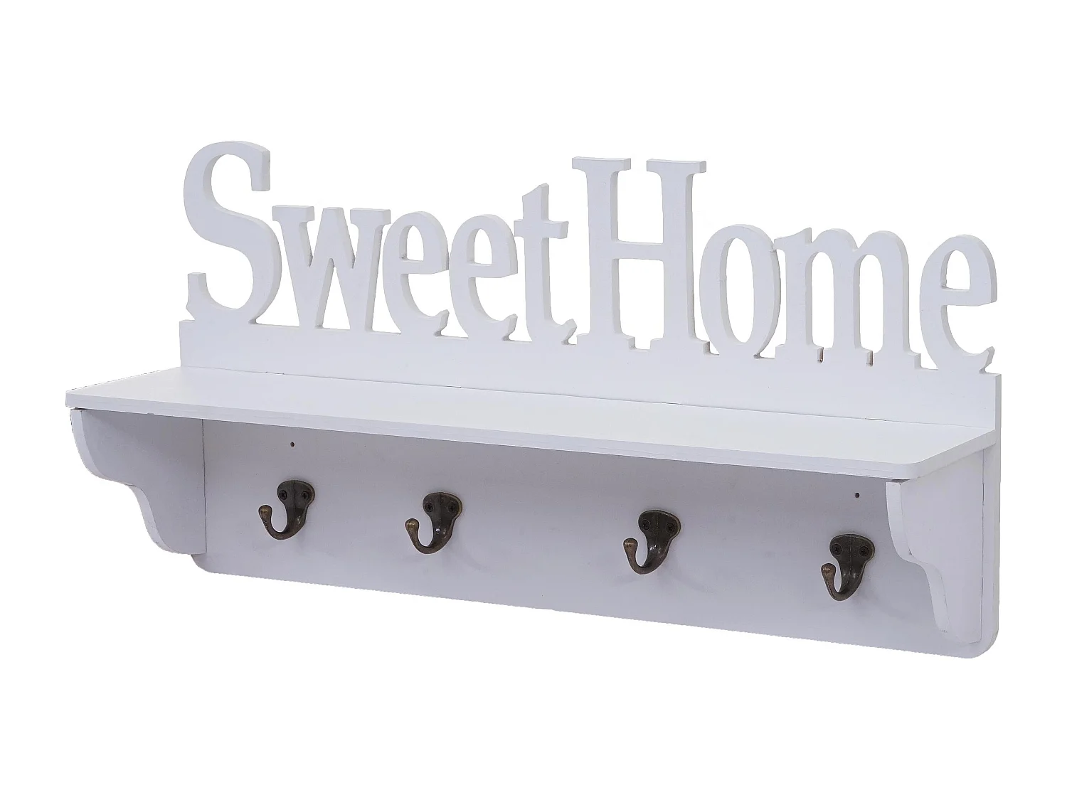Portemanteau mural MCW-D41 Sweet Home 4 crochets,  blanc