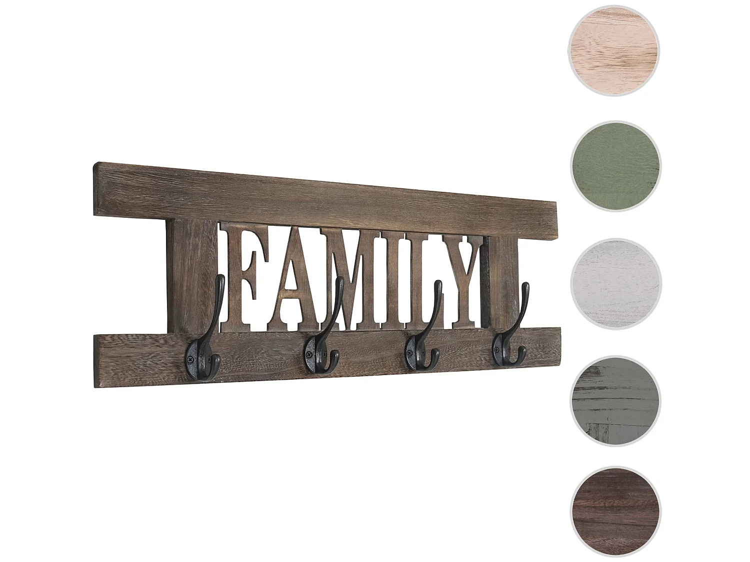 Perchero de pared MCW-C60 Family Shabby look,  marrón, shabby