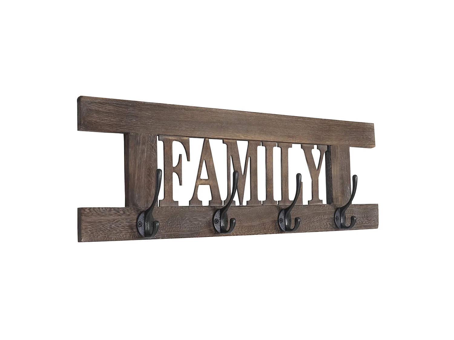 Portemanteau mural MCW-C60 Family Shabby-Look,  marron