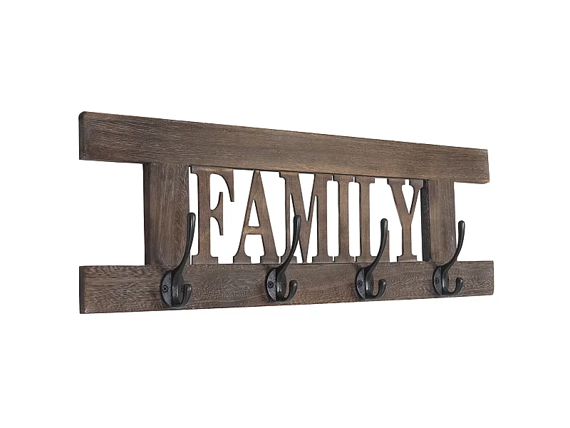 Bengaleiro de parede MCW-C60 Family Shabby look,  castanho, gasto