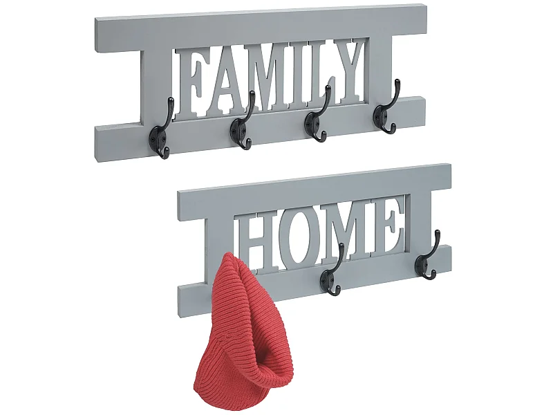 Wandkapstok MCW-C60 Shabby (2-delig),  grijs-blauw