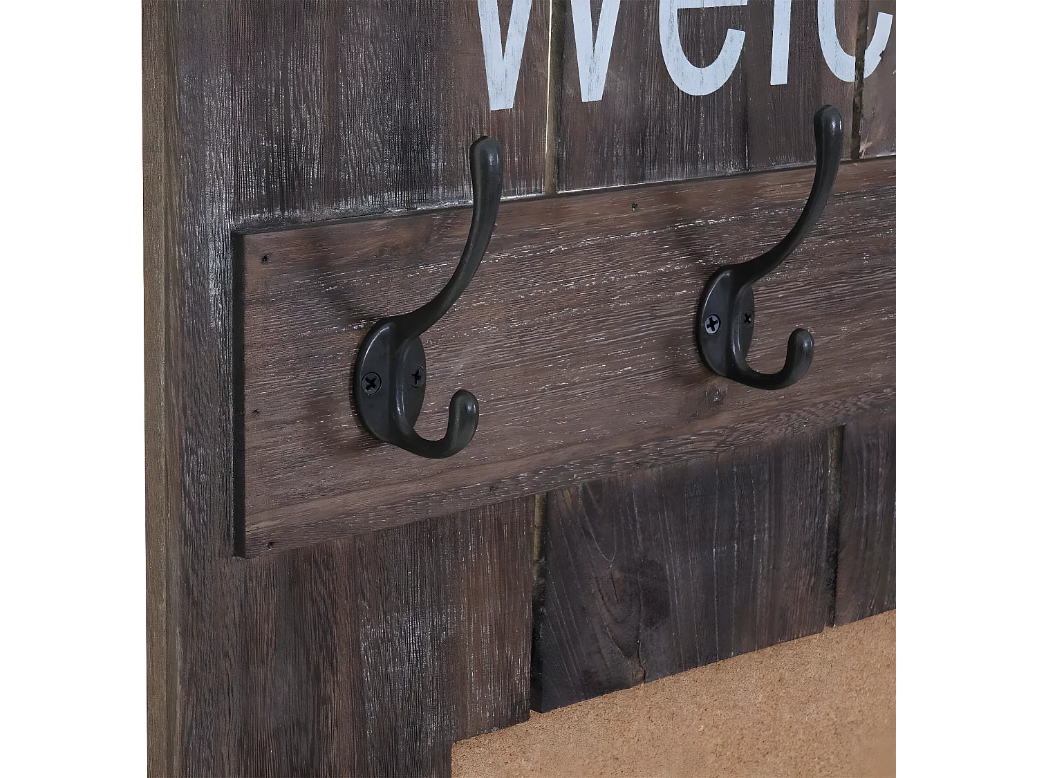 Wandkapstok MCW-C89 met prikbord,  bruin, shabby