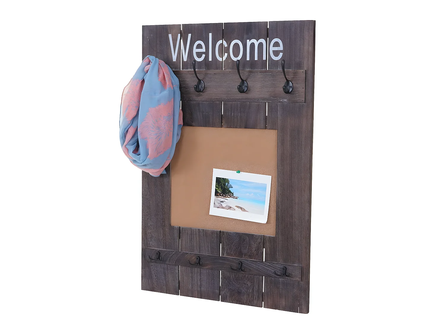 Portemanteau mural MCW-C89 avec tableau d'affichage,  brun shabby