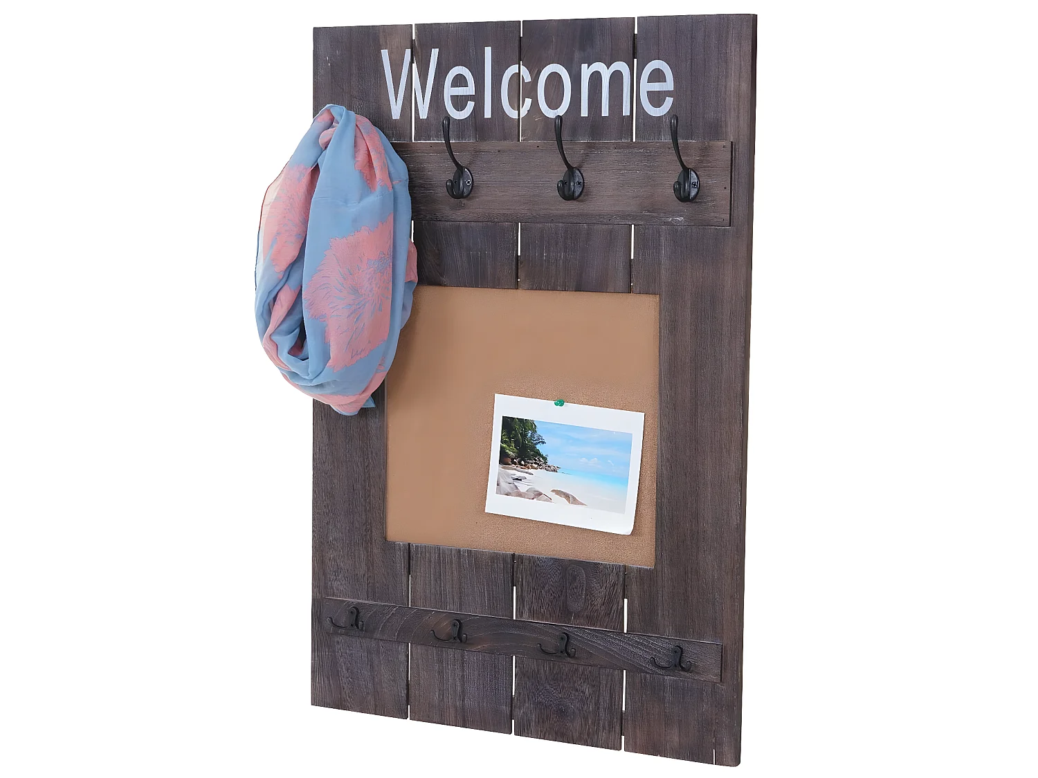 Portemanteau mural MCW-C89 avec tableau d'affichage,  brun shabby