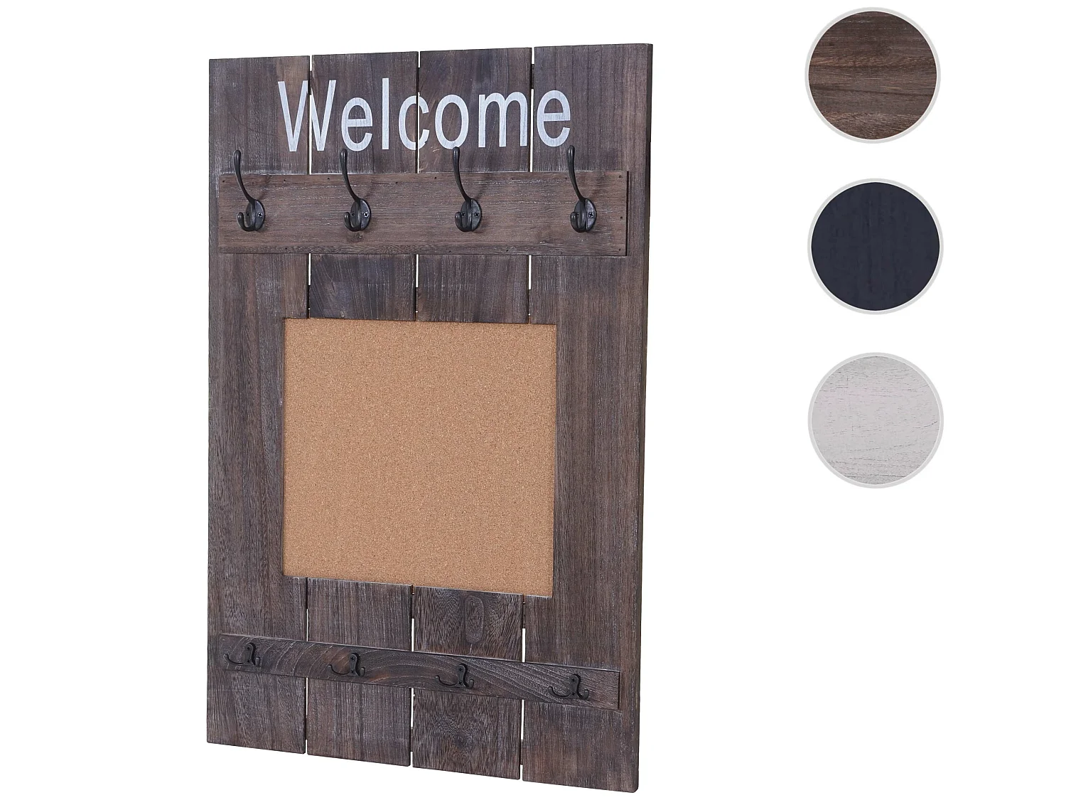 Portemanteau mural MCW-C89 avec tableau d'affichage,  brun shabby