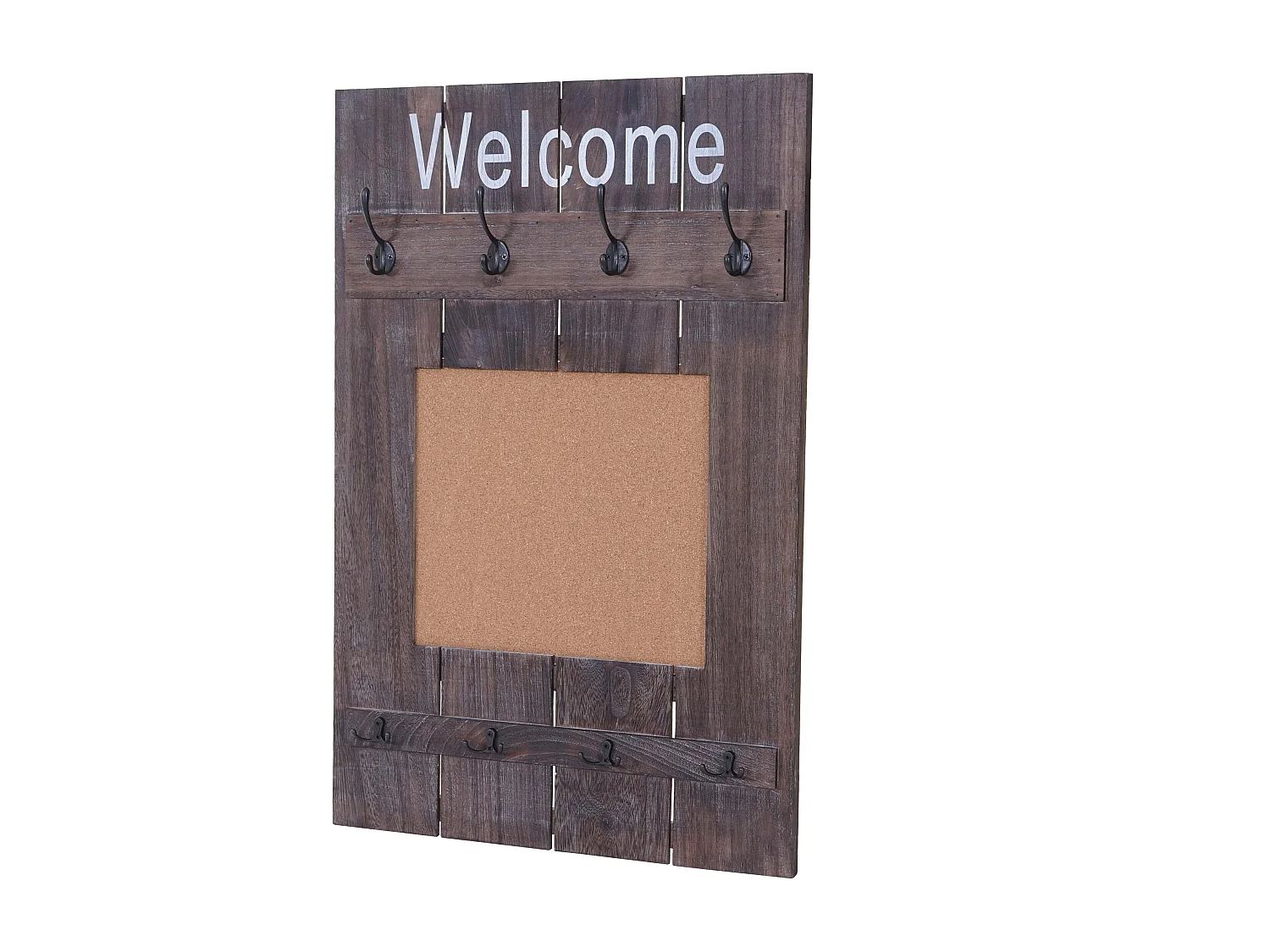 Wieszak ścienny MCW-C89 z tablicą korkową,  brązowy, shabby chic