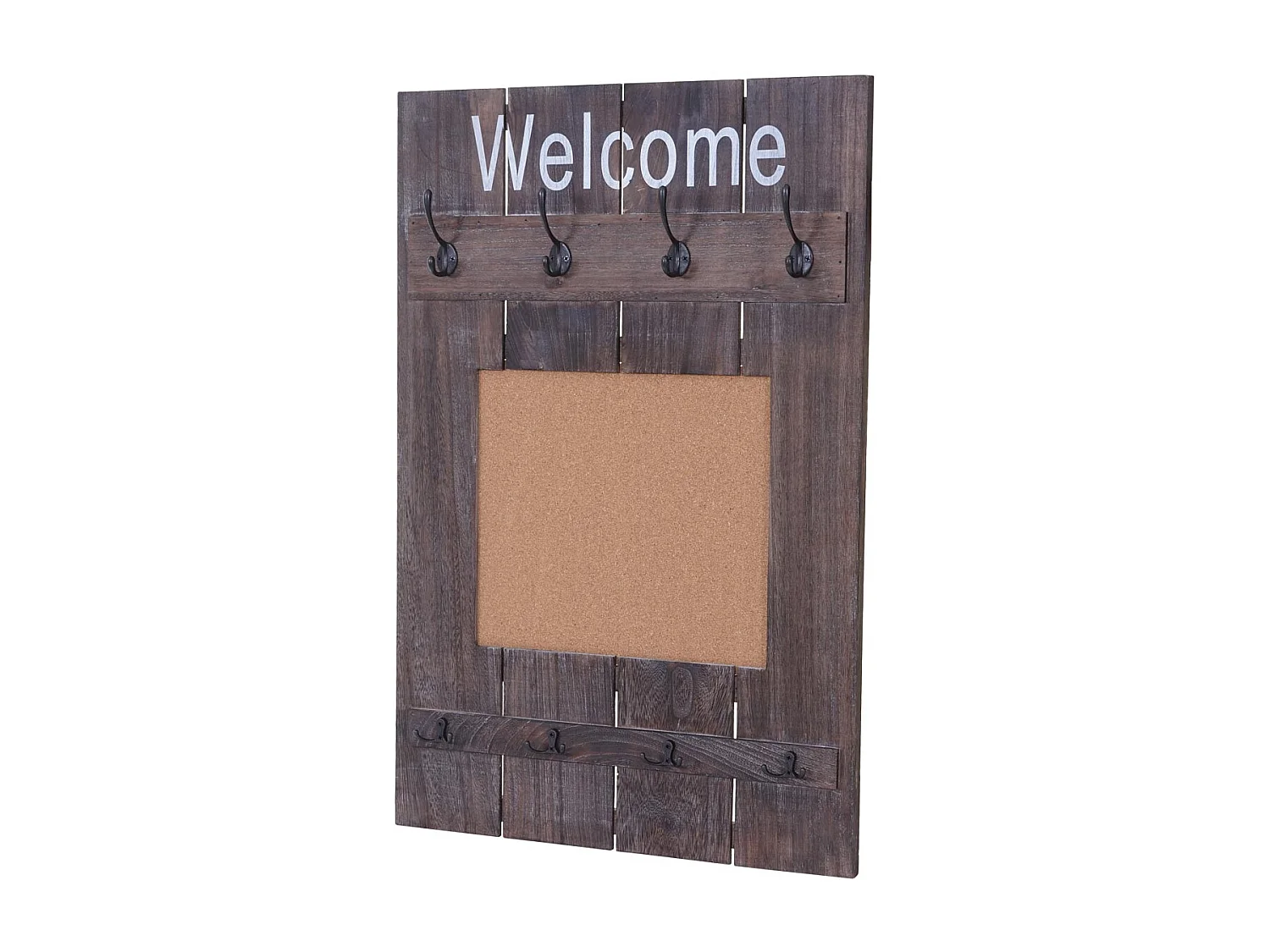 Wieszak ścienny MCW-C89 z tablicą korkową,  brązowy, shabby chic