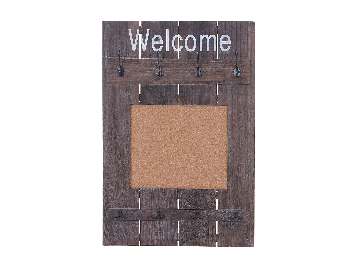 Wieszak ścienny MCW-C89 z tablicą korkową,  brązowy, shabby chic