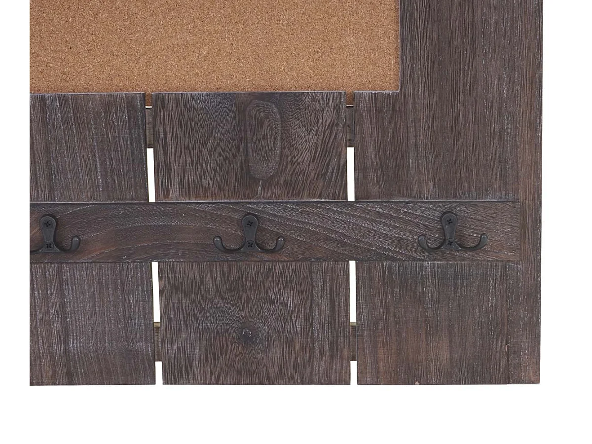 Wieszak ścienny MCW-C89 z tablicą korkową,  brązowy, shabby chic