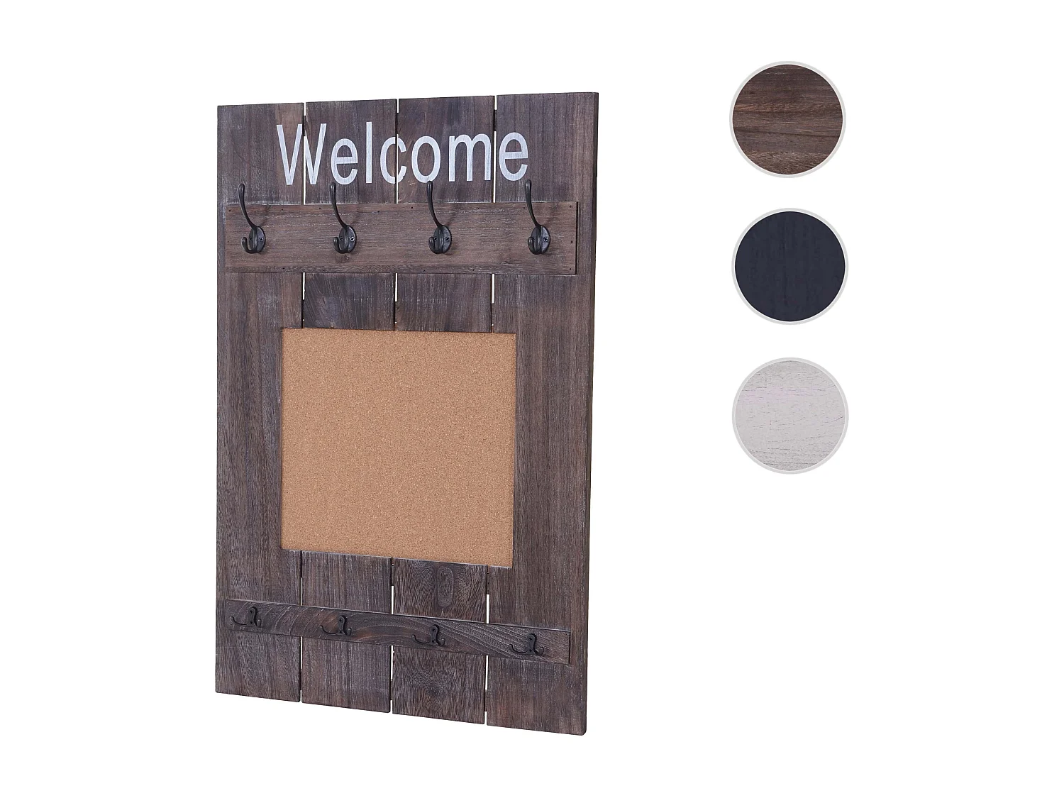 Wieszak ścienny MCW-C89 z tablicą korkową,  brązowy, shabby chic